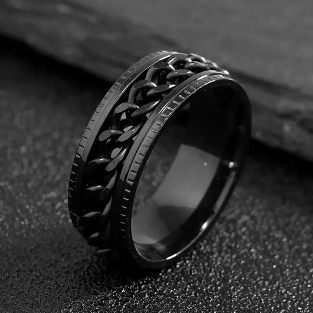 Men’s stainless still chain ring size 9 black NWT